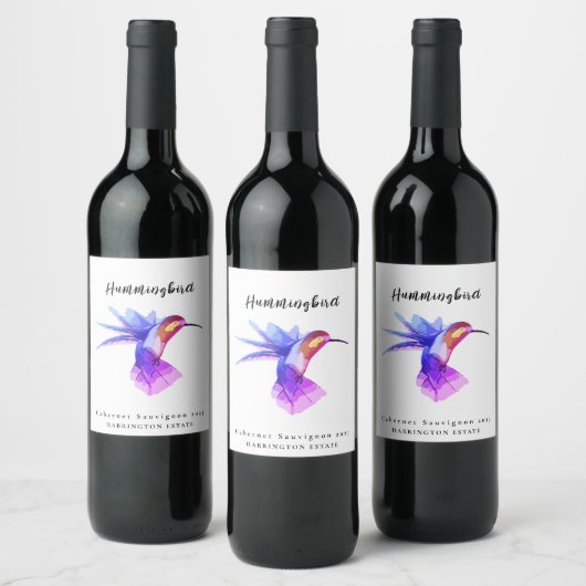 Mockup Hummingbird aangepaste wijnlabels Wijn Etiket (Flessen)