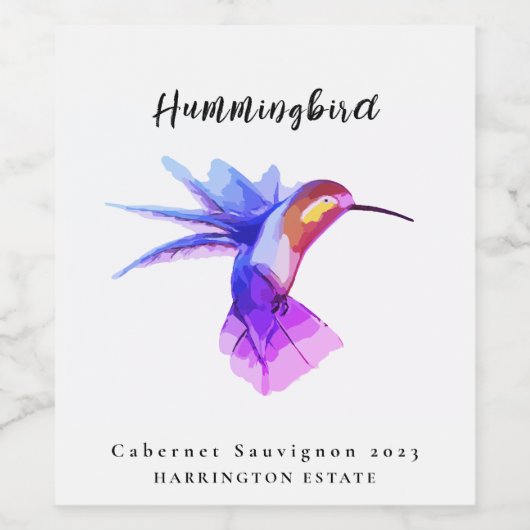 Mockup Hummingbird aangepaste wijnlabels Wijn Etiket (Enkel label)