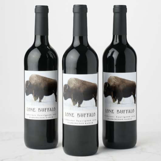 Mockup Lone Buffalo West Custom Wine Labels Wijn Etiket (Flessen)