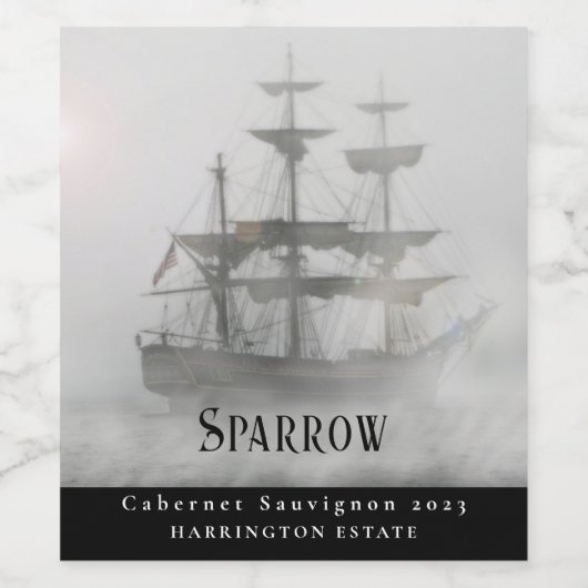 Mockup Pirate Ship Custom Wine Labels Wijn Etiket (Enkel label)