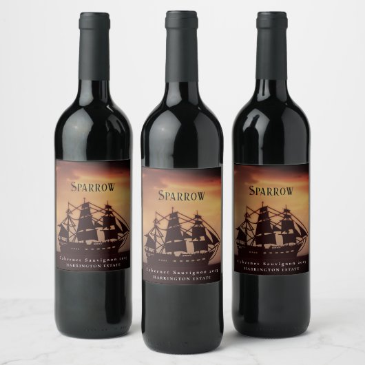 Mockup Pirate Ship Custom Wine Labels Wijn Etiket (Flessen)