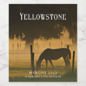 Mockup Ranch, Paard, Sunset aangepaste wijnlabels Wijn Etiket (Enkel label)