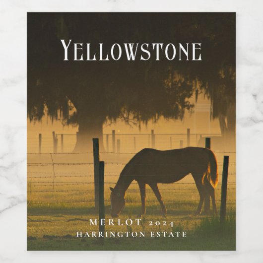 Mockup Ranch, Paard, Sunset aangepaste wijnlabels Wijn Etiket (Enkel label)