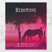 Mockup Ranch, Paard, Sunset aangepaste wijnlabels Wijn Etiket (Enkel label)