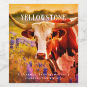 Mockup Ranch rustieke Longhorn aangepaste wijnlabe Wijn Etiket (Enkel label)
