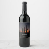 Mockup Saguaro Cactus Custom Wine Labs Wijn Etiket (Voorkant)
