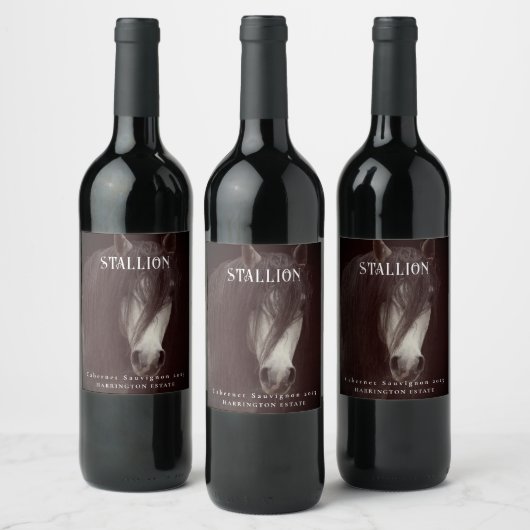 Mockup Stallion Horse Custom Wine Labels Wijn Etiket (Flessen)