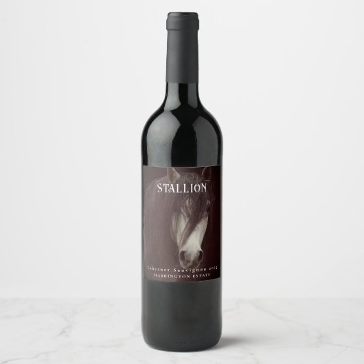 Mockup Stallion Horse Custom Wine Labels Wijn Etiket (Voorkant)