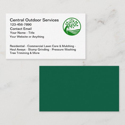 Mockup van visitekaartjes voor gazon- en buitenser (Voorkant / Achterkant)