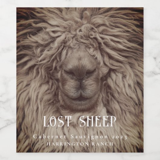 Mockup Wooly Sheep Portret Custom Wine Labels Wijn Etiket (Enkel label)