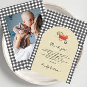 MoCountry Rustic Gray Gingham Baby Shower Bedankkaart