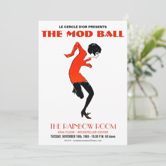 Mod 1960: Dance Party  Uitnodiging (Staand voorkant)