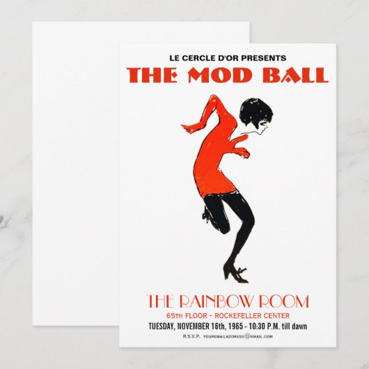 Mod 1960: Dance Party  Uitnodiging (Voorkant / Achterkant)