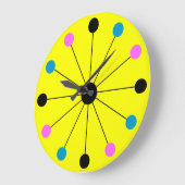 Mod 1960s Retro Wall Clock op Geel Grote Klok (Hoek)