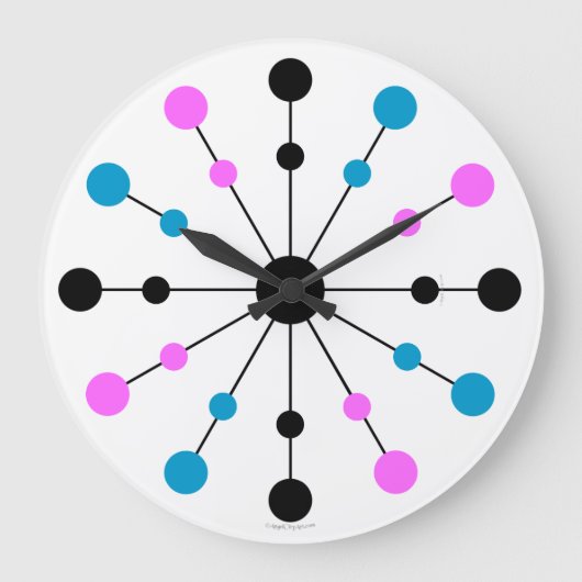 Mod 1960s Retro wandklok (Voorkant)