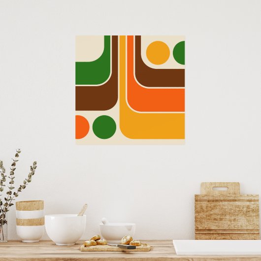 Mod 1970s Retro geometrisch ontwerp Poster (Keuken)