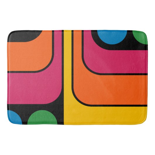 Mod 1970s Retro Stijl Geometrisch Ontwerp Badmat (Voorkant)
