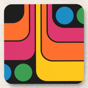 Mod 1970s Retro Stijl Geometrisch Ontwerp Bier Onderzetter