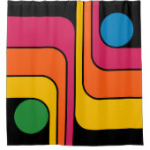 Mod 1970s Retro Stijl Geometrisch Ontwerp Douchegordijn (Voorkant)