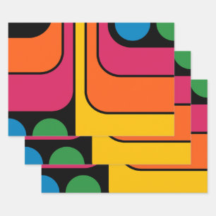 Mod 1970s Retro Stijl Geometrisch Ontwerp Inpakpapier Vel