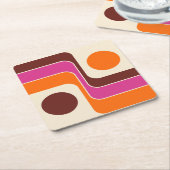 Mod 1970s Retro Stijl Geometrisch Ontwerp Kartonnen Onderzetters (Schuin)