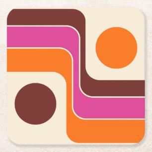 Mod 1970s Retro Stijl Geometrisch Ontwerp Kartonnen Onderzetters