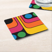 Mod 1970s Retro Stijl Geometrisch Ontwerp Kartonnen Onderzetters (Schuin)