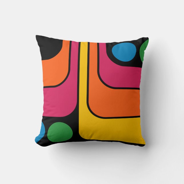 Mod 1970s Retro Stijl Geometrisch Ontwerp Kussen (Voorkant)