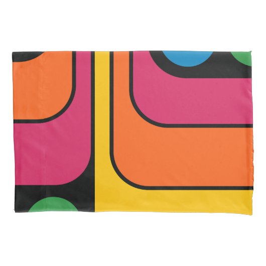 Mod 1970s Retro Stijl Geometrisch Ontwerp Kussensloop (Voorkant-Links)