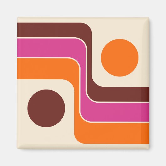 Mod 1970s Retro Stijl Geometrisch Ontwerp Magneet (Voorkant)