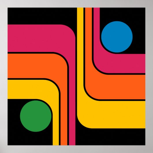 Mod 1970s Retro Stijl Geometrisch Ontwerp Poster (Voorkant)