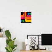 Mod 1970s Retro Stijl Geometrisch Ontwerp Poster (Thuiskantoor)