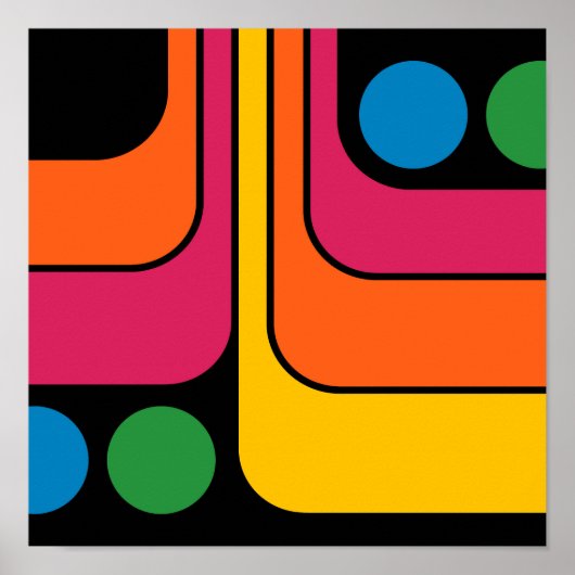 Mod 1970s Retro Stijl Geometrisch Ontwerp Poster (Voorkant)