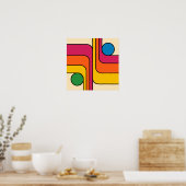 Mod 1970s Retro Stijl Geometrisch Ontwerp Poster (Keuken)
