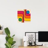 Mod 1970s Retro Stijl Geometrisch Ontwerp Poster (Thuiskantoor)