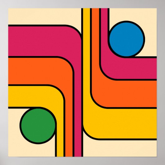Mod 1970s Retro Stijl Geometrisch Ontwerp Poster (Voorkant)