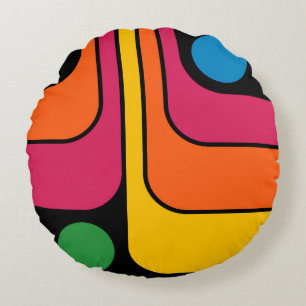 Mod 1970s Retro Stijl Geometrisch Ontwerp Rond Kussen