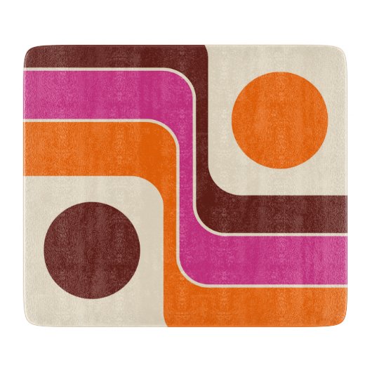 Mod 1970s Retro Stijl Geometrisch Ontwerp Snijplank (Voorkant)
