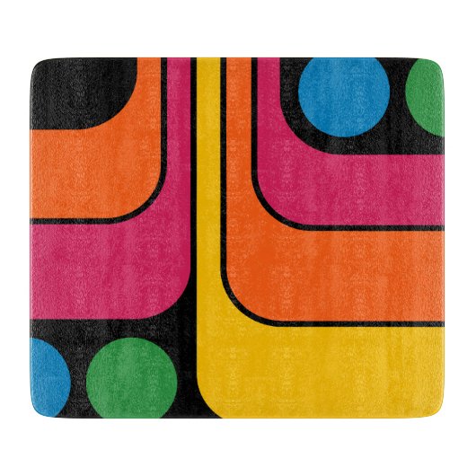 Mod 1970s Retro Stijl Geometrisch Ontwerp Snijplank (Voorkant)