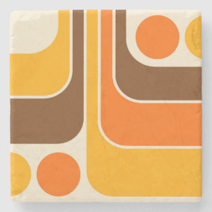Mod 1970s Retro Stijl Geometrisch Ontwerp Stenen Onderzetter