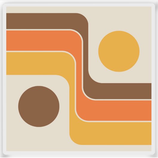 Mod 1970s Retro Stijl Geometrisch Ontwerp Sticker (Voorkant)
