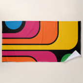 Mod 1970s Retro Stijl Geometrisch Ontwerp Strandlaken (Voorkant)