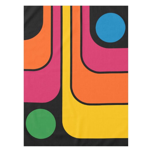 Mod 1970s Retro Stijl Geometrisch Ontwerp Tafelkleed (Voorkant)