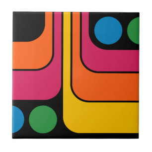 Mod 1970s Retro Stijl Geometrisch Ontwerp Tegeltje