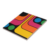 Mod 1970s Retro Stijl Geometrisch Ontwerp Tegeltje (Zijkant)