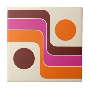 Mod 1970s Retro Stijl Geometrisch Ontwerp Tegeltje