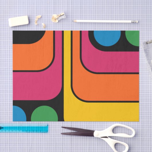 Mod 1970s Retro Stijl Geometrisch Ontwerp Tissuepapier (Craft)