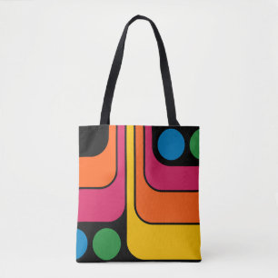 Mod 1970s Retro Stijl Geometrisch Ontwerp Tote Bag