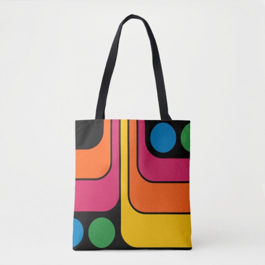 Mod 1970s Retro Stijl Geometrisch Ontwerp Tote Bag (Voorkant)