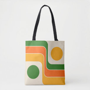 Mod 1970s Retro Stijl Geometrisch Ontwerp Tote Bag